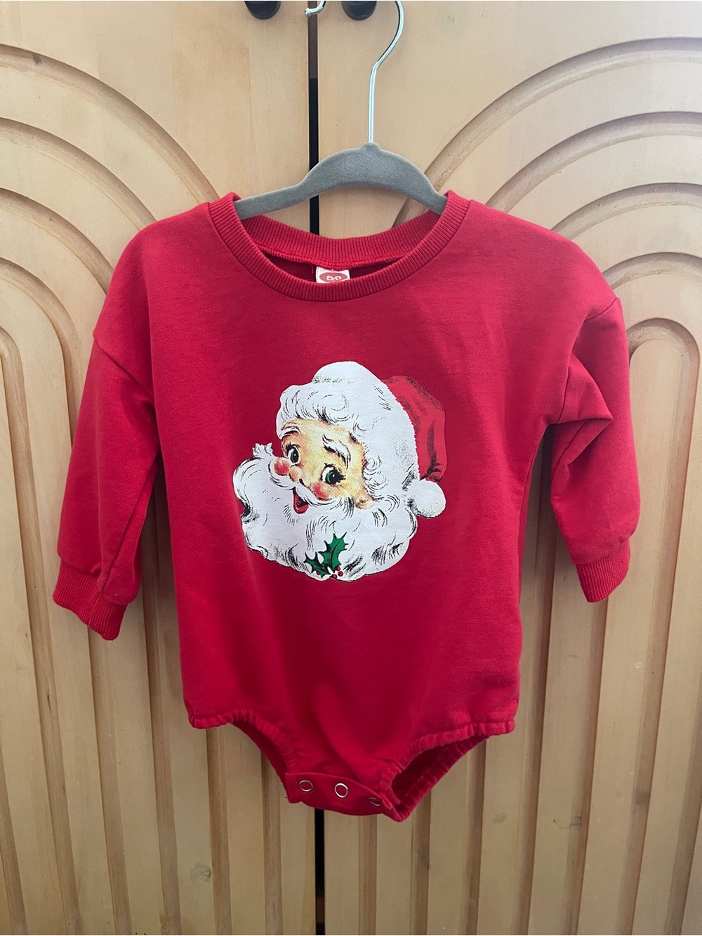 Baby Vintage Santa Graphic One-Piece Bubble Sweatshirt
